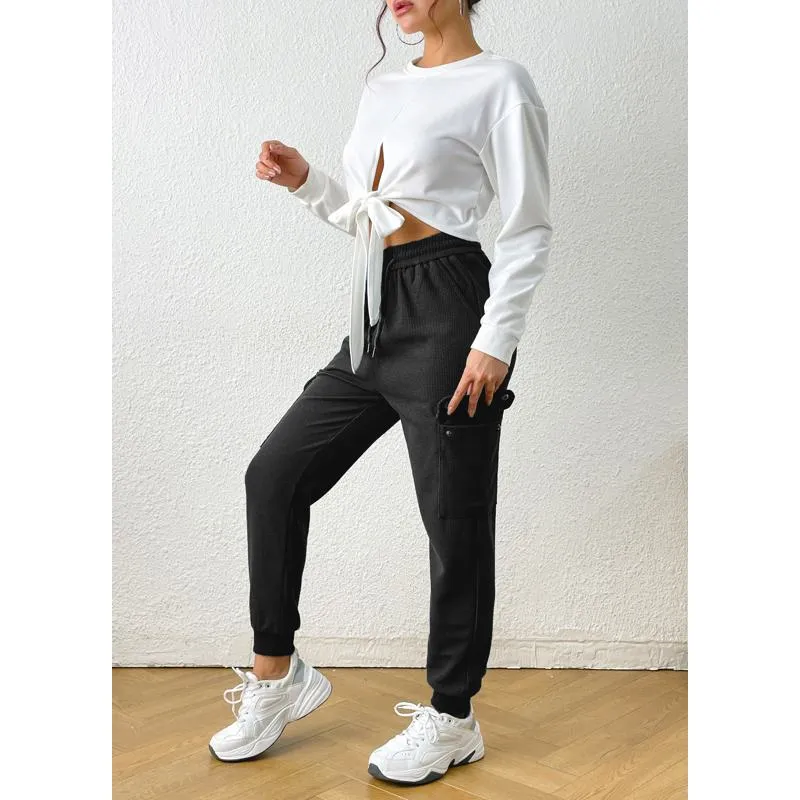 Slim-Fit Sports Elastic Houndstooth Pocket Sports Pants