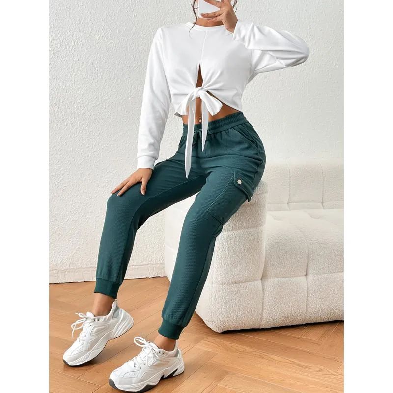 Slim-Fit Sports Elastic Houndstooth Pocket Sports Pants