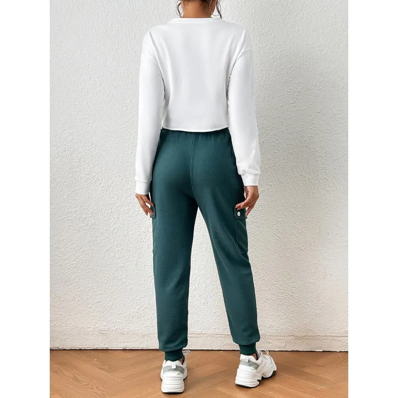 Slim-Fit Sports Elastic Houndstooth Pocket Sports Pants