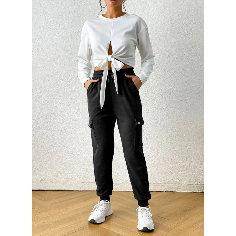 Slim-Fit Sports Elastic Houndstooth Pocket Sports Pants