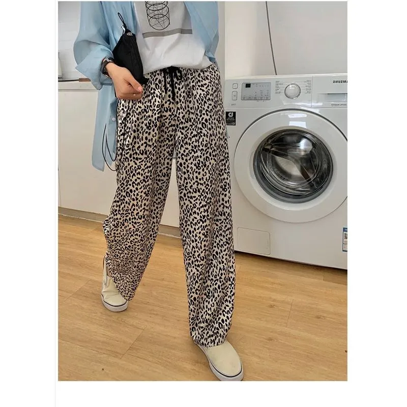 Slimming Straight Plus Versatile Leopard Print High-Waisted Pants