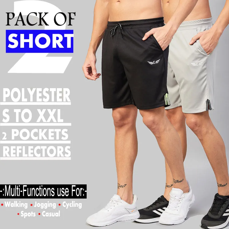 Solid Men Shorts For Training & Workout (Black |Grey) (Pack of 2)