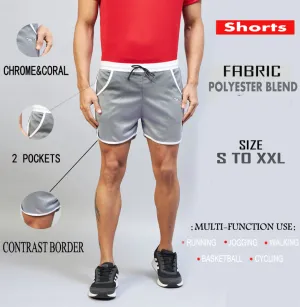 Solid Men Shorts (Grey White) (Pack of 1)