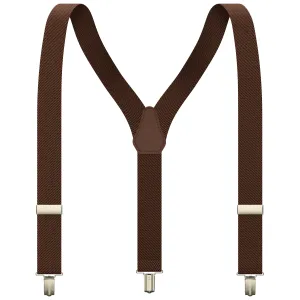 Spice Brown Slim Suspenders for Men & Women Boys & Girls Y-back Shape 1 inch wide