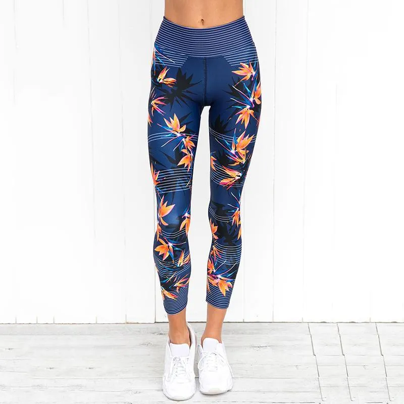 Sports Maple Leaf Low Waist Elasticity Yoga Fitness Sports Leggings