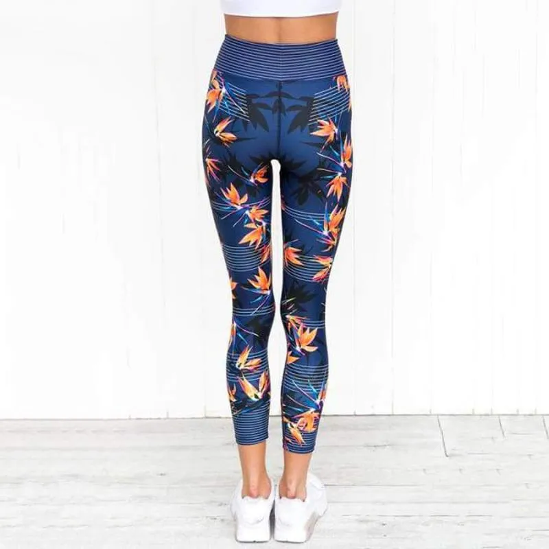 Sports Maple Leaf Low Waist Elasticity Yoga Fitness Sports Leggings