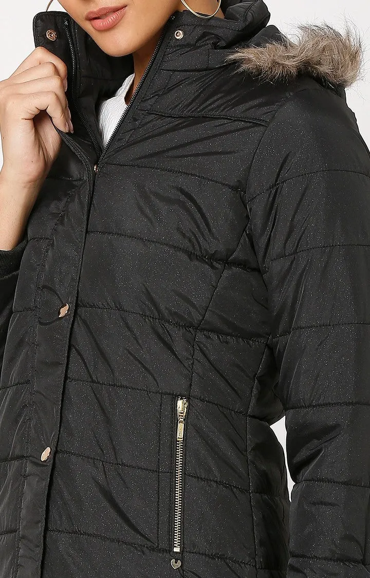 Spykar Black Polyester Full Sleeve Casual Jacket For Women