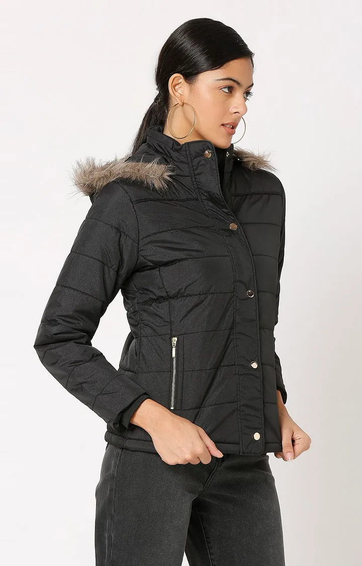 Spykar Black Polyester Full Sleeve Casual Jacket For Women