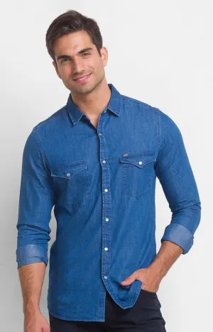 Spykar Men Blue Slim Fit Casual Shirt