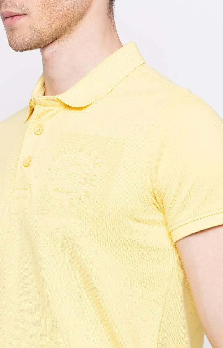 Spykar Pestle Yellow Solid Slim Polo Fit T-Shirt