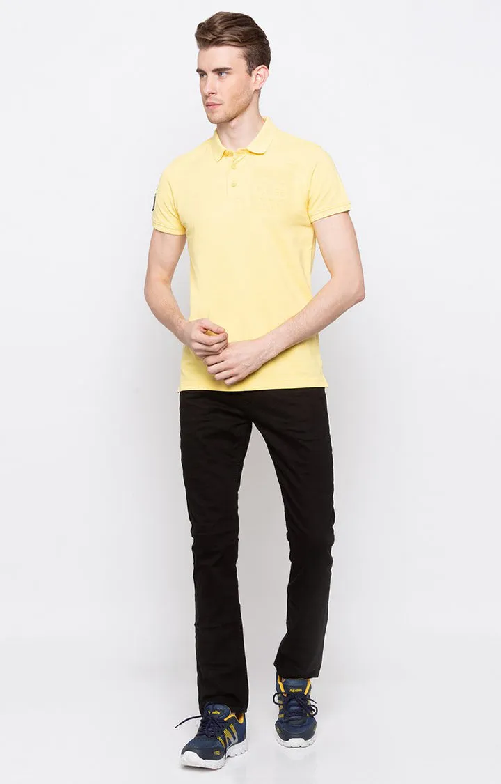 Spykar Pestle Yellow Solid Slim Polo Fit T-Shirt