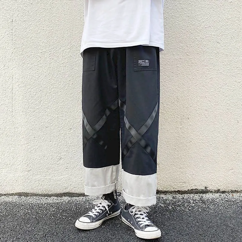 Straight casual pants Men Hong Kong style Korean large size Ankle-length Cargo pants trend all-match wide-leg boot-cut trousers