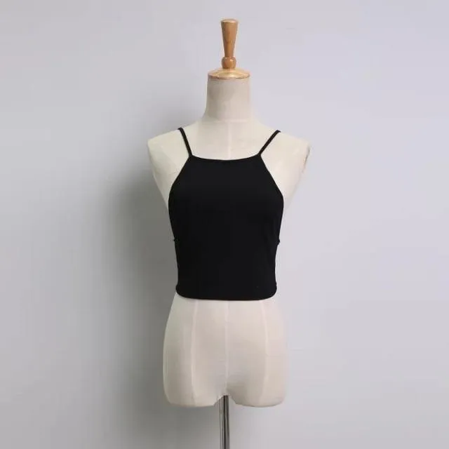 Summer Fashion Women elastic cotton Tie back Camis Tied Strap Crop Tops backless tank tops cross camisole