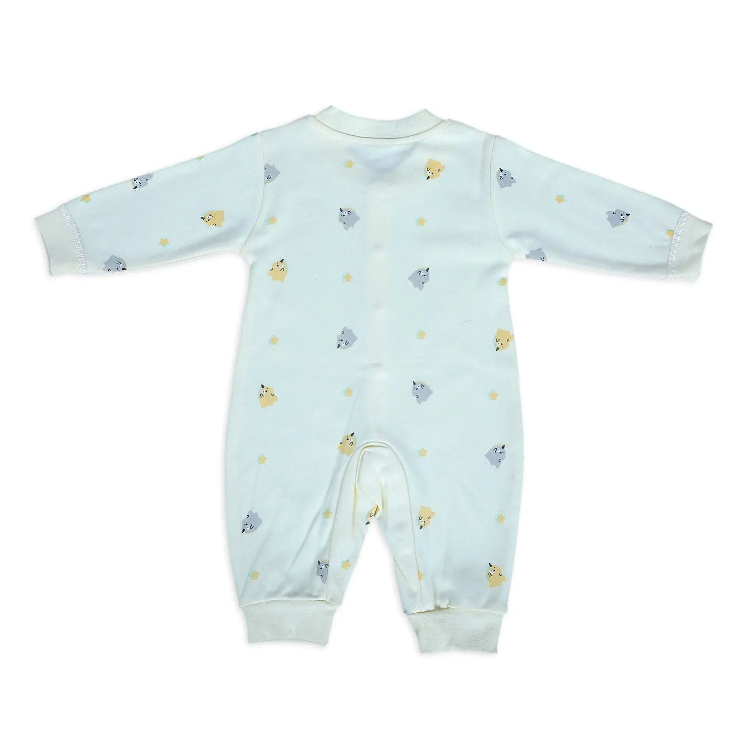 Unicorns And Stars Full Sleeves One-Piece Snap Button Bodysuit - Yellow