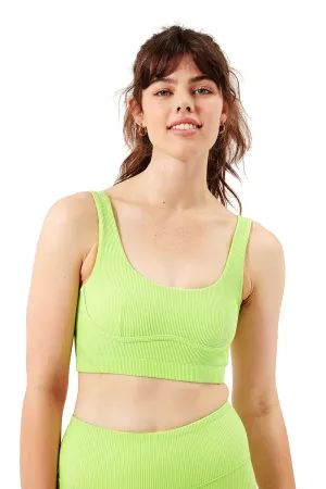 Venesa Ribbed Bustier Sports Bra (Lime)