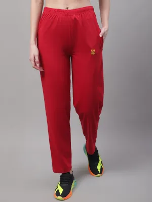 Vimal Jonney Red Regular fit Cotton Trackpant for Women(Zip On 1 Side Pocket)