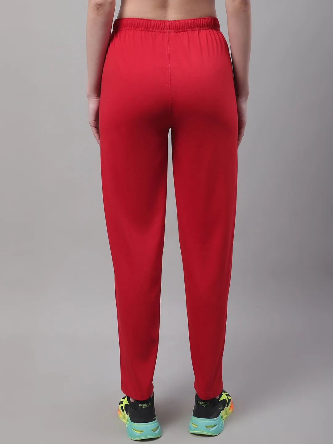 Vimal Jonney Red Regular fit Cotton Trackpant for Women(Zip On 1 Side Pocket)