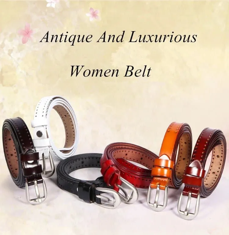 Vintage Style Genuine Leather Belts for Women - Elegant & Durable Leather Belts