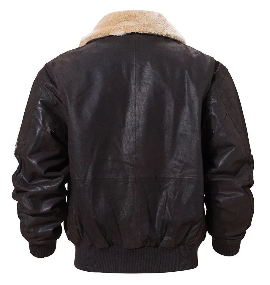 Vintage Style Shearling Flying F-19 Army Leather Jacket