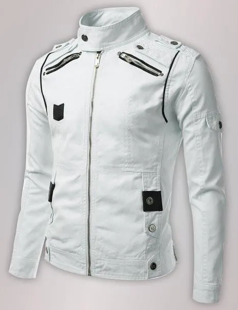 WOMAN BIKER MOTORCYCLE JACKET, WHITE COLOR