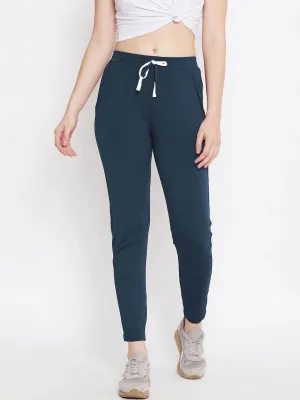 Women Dark Blue Solid Track Pants