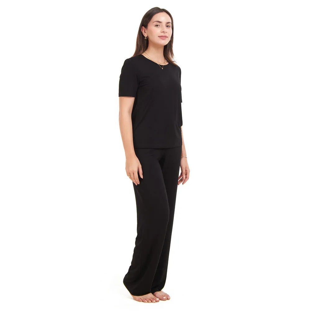 Women summer pajama set Black shirt   Pants