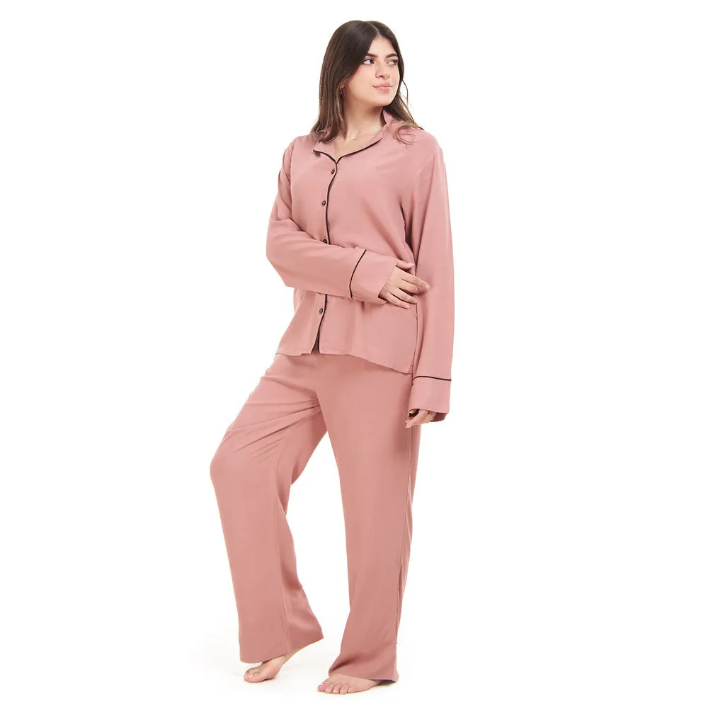 Women summer pajama set Cashmere buttoned shirt   Pants