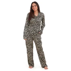 Women summer pajama set Tiger Pattern Buttoned shirt   Pants