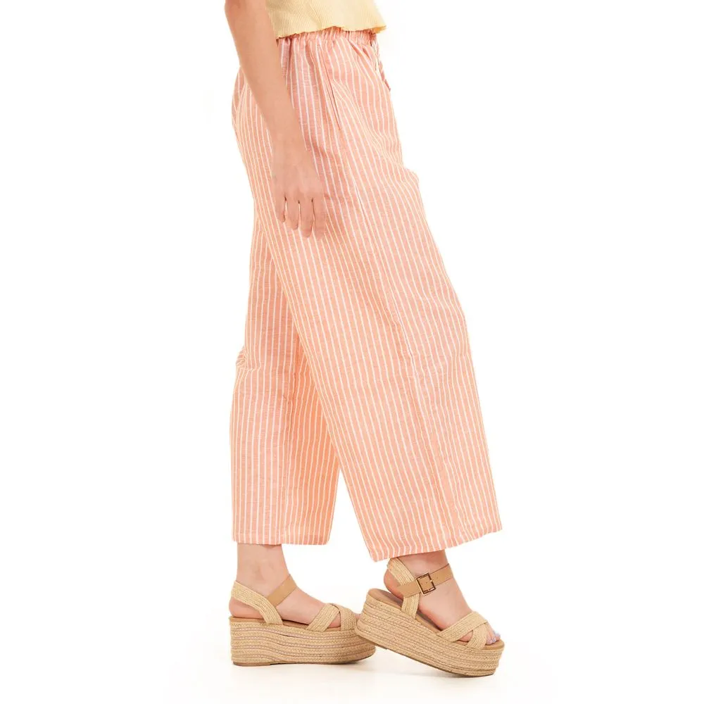 Women summer wide leg pants Orange stripes