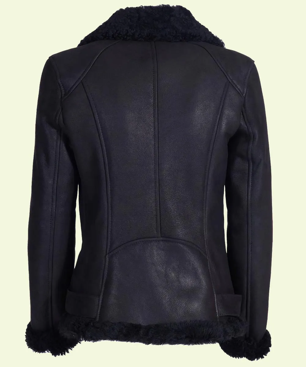 Women's Black Shearling Leather Jacket