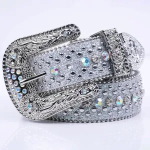 Women's Jeans Rhinestone Shiny Rivet Design Y2K Style Denim Shiny Belt