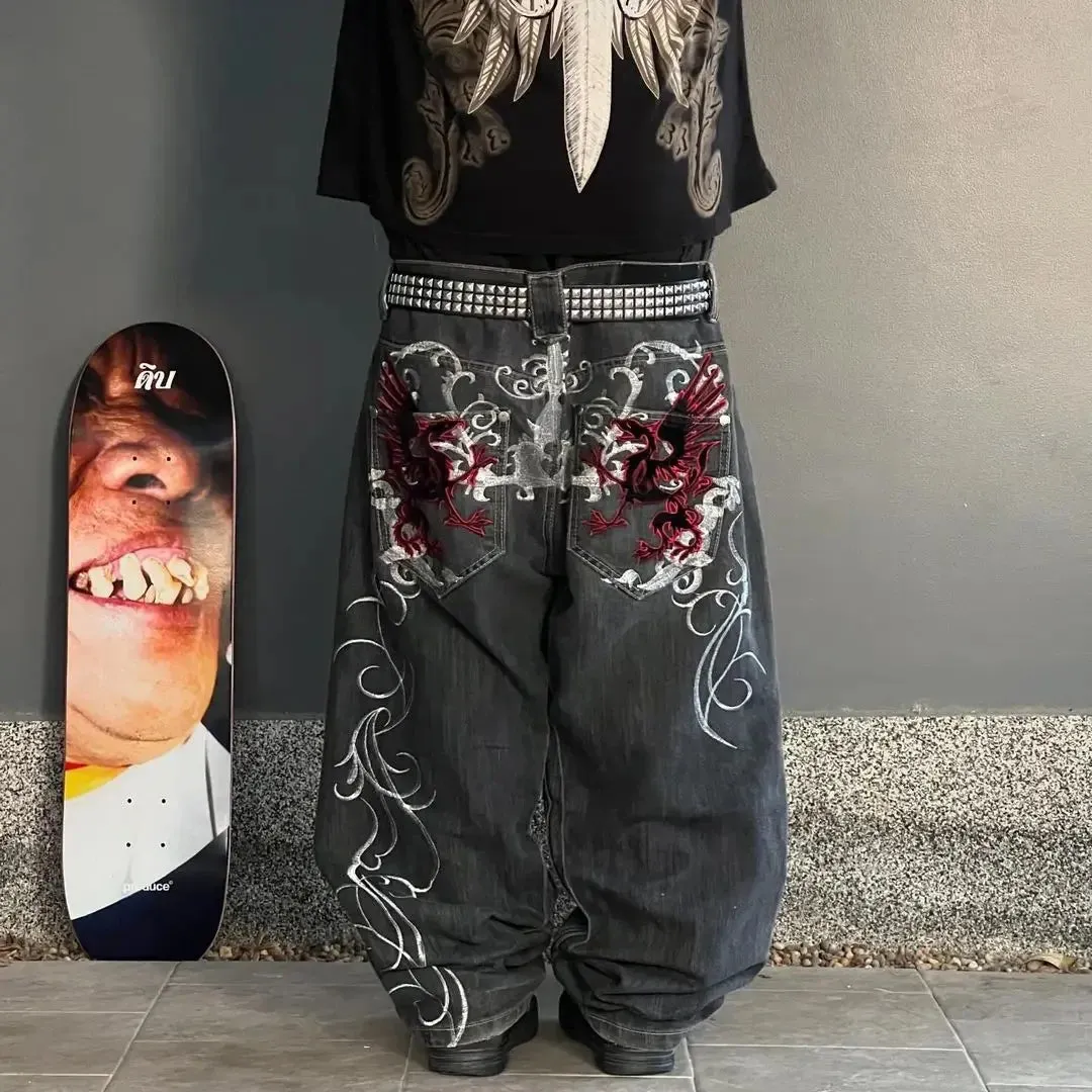 Y2K Leg Vintage Hip Hop Wide Streetwear Jeans Men Baggy Pants