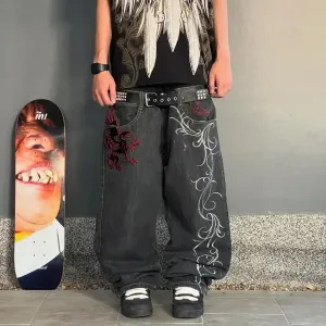 Y2K Leg Vintage Hip Hop Wide Streetwear Jeans Men Baggy Pants