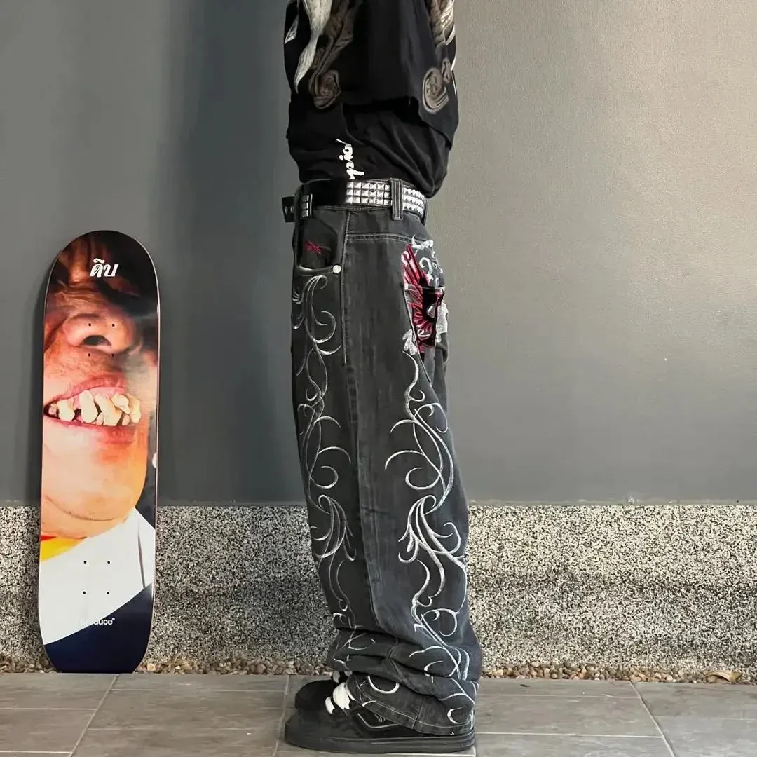 Y2K Leg Vintage Hip Hop Wide Streetwear Jeans Men Baggy Pants