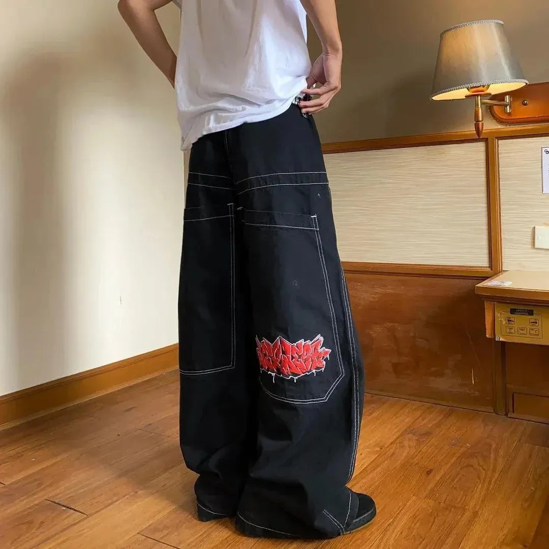 Y2K Leg Vintage Hip Hop Wide Streetwear Jeans Men Baggy Pants