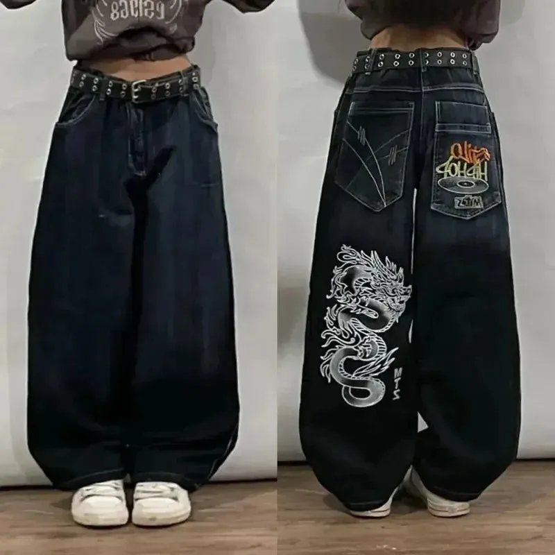 Y2K Leg Vintage Hip Hop Wide Streetwear Jeans Men Baggy Pants