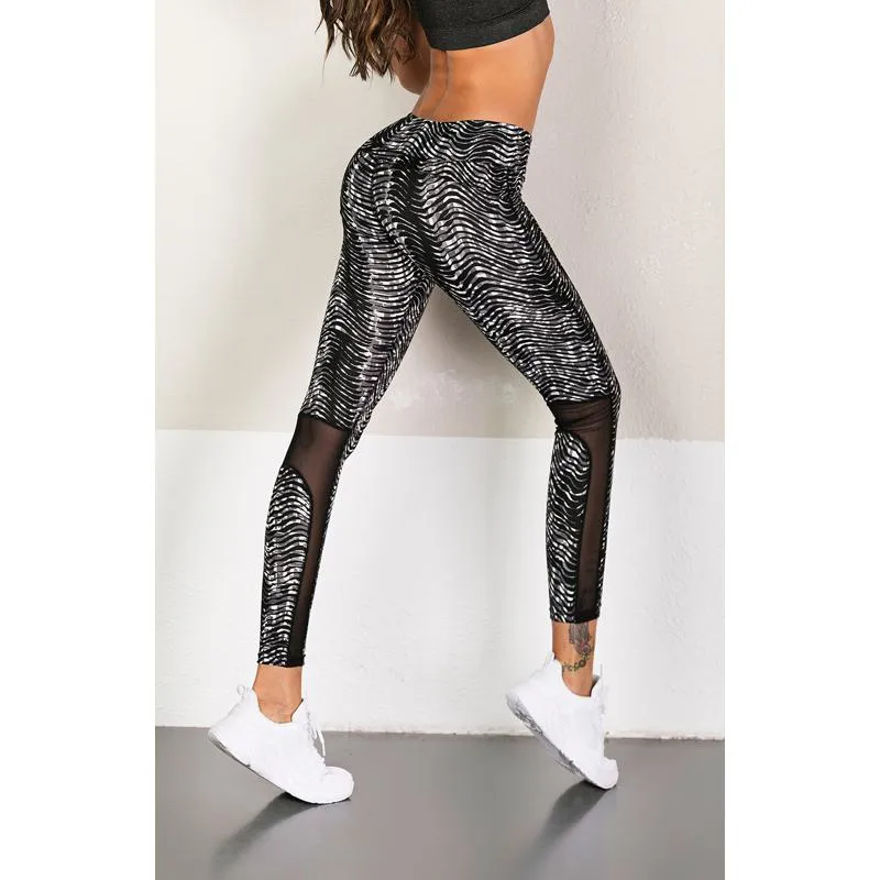 Yoga Elasticity Sports Fitness Cropped Hip-Hugging Patchwork Mesh Sports Leggings