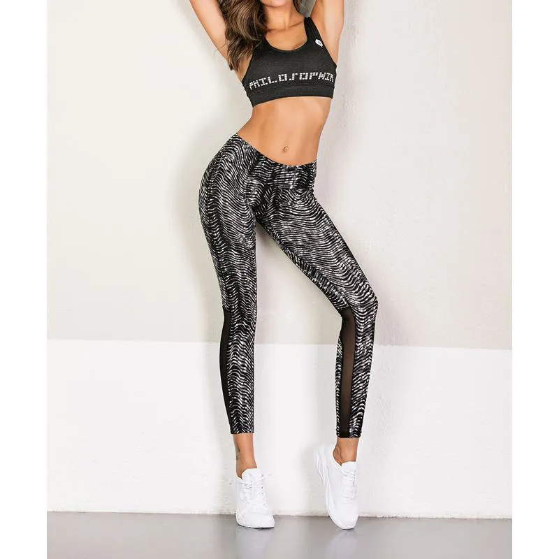 Yoga Elasticity Sports Fitness Cropped Hip-Hugging Patchwork Mesh Sports Leggings