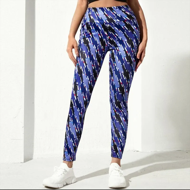 Yoga High-Waisted Graffiti Tight-Fitting Elasticity Print Sports Fitness Running Sports Leggings