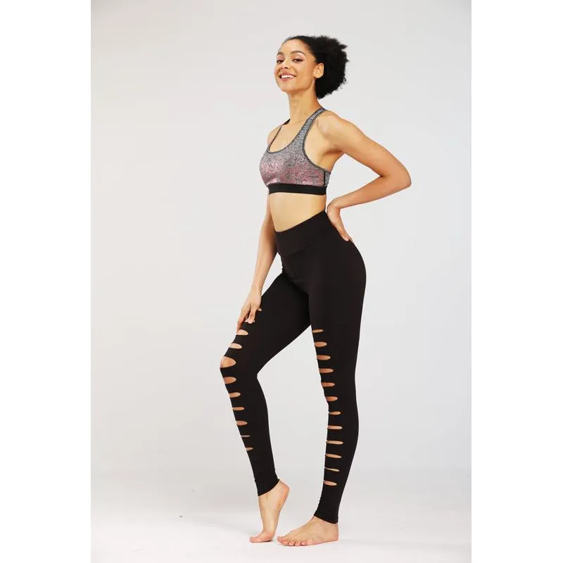 Yoga High-Waisted Tight-Fitting Elasticity Suede Distressed Sports Leggings