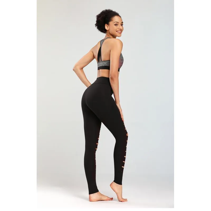 Yoga High-Waisted Tight-Fitting Elasticity Suede Distressed Sports Leggings