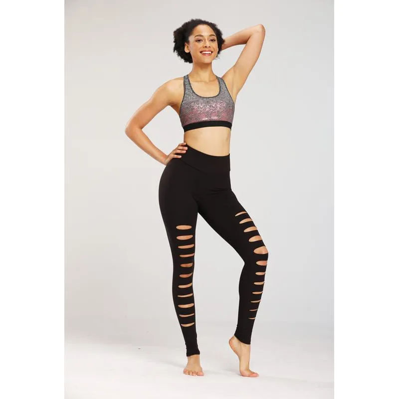 Yoga High-Waisted Tight-Fitting Elasticity Suede Distressed Sports Leggings