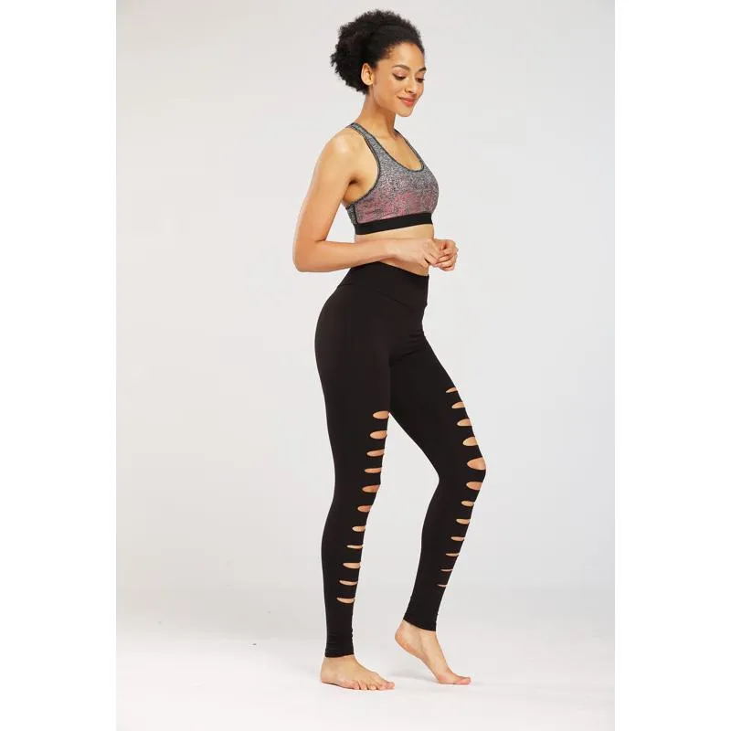 Yoga High-Waisted Tight-Fitting Elasticity Suede Distressed Sports Leggings