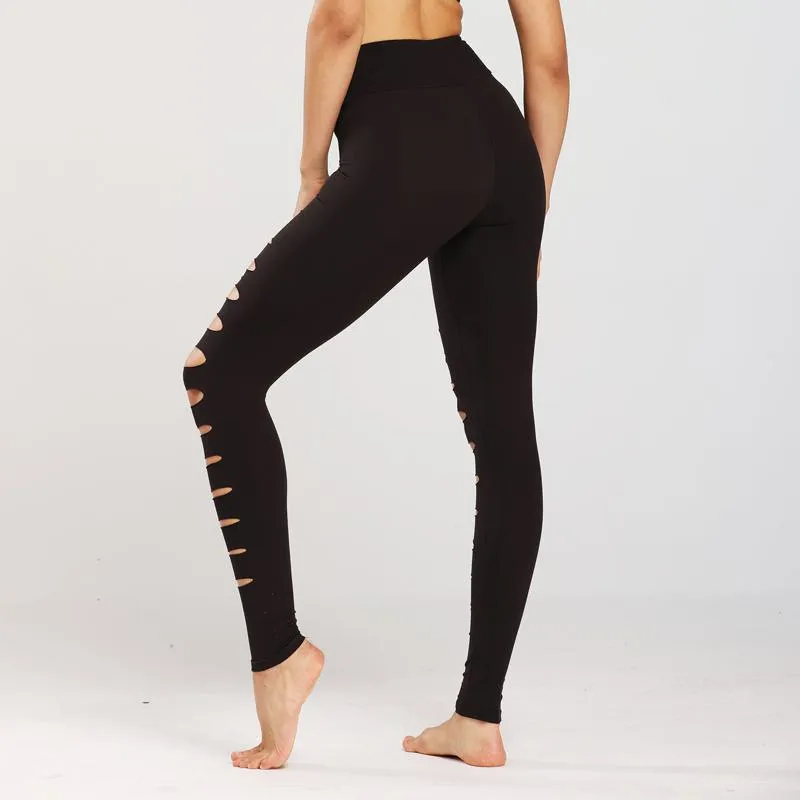 Yoga High-Waisted Tight-Fitting Elasticity Suede Distressed Sports Leggings