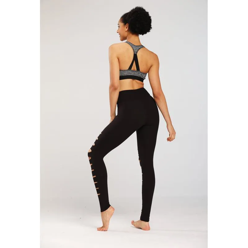 Yoga High-Waisted Tight-Fitting Elasticity Suede Distressed Sports Leggings