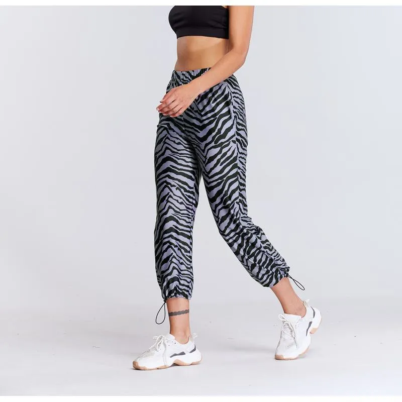 Yoga Tie Elasticity Loose Fit Print Sports Fitness Running Sports Pants