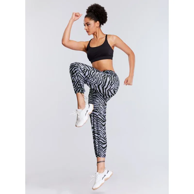 Yoga Tie Elasticity Loose Fit Print Sports Fitness Running Sports Pants