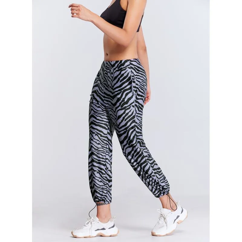 Yoga Tie Elasticity Loose Fit Print Sports Fitness Running Sports Pants