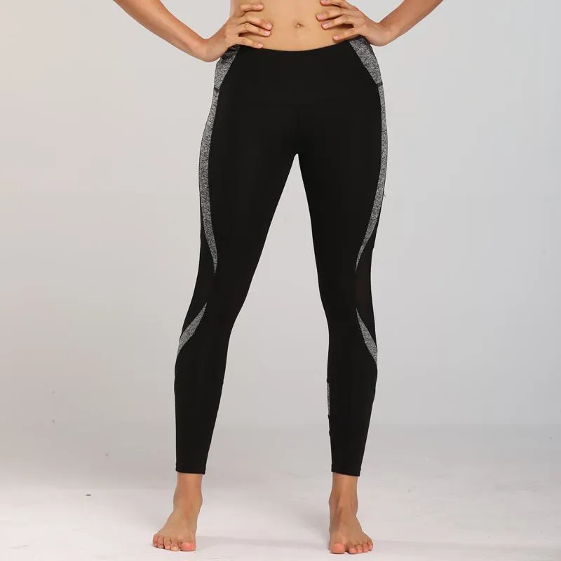 Yoga Tight-Fitting Elasticity Slim-Fit Sports Mid-Waist Fitness Patchwork Sports Leggings