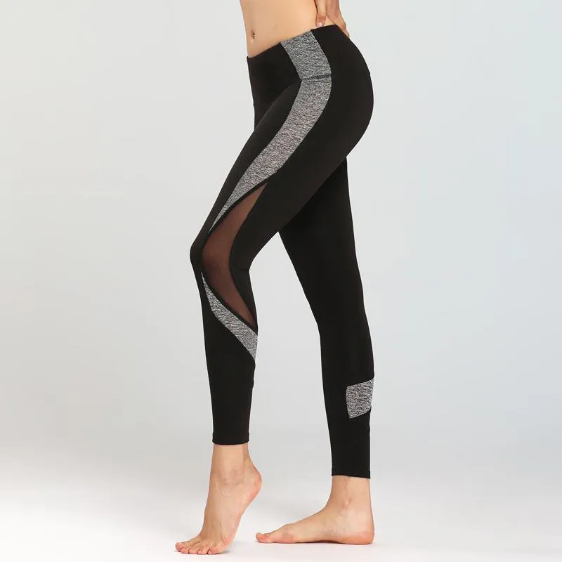 Yoga Tight-Fitting Elasticity Slim-Fit Sports Mid-Waist Fitness Patchwork Sports Leggings